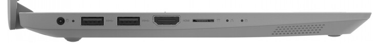 Linkerzijde: Voedingsaansluiting, 2x USB 3.2 Gen 1 (Type A), HDMI, geheugenkaartlezer (MicroSD)