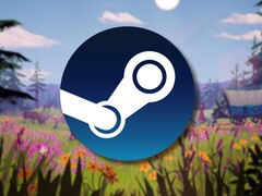 Een afbeelding met het Steam-logo en de game The Oregon Trail, die momenteel met 67% korting verkrijgbaar is op Steam.