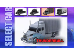 Een screenshot van het truck selectiemenu in Big Rigs: Over the Road Racing waarin op hilarische wijze wordt gevraagd om een auto te selecteren. (Afbeelding Bron: Steam)