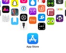 App Store-logo met pictogrammen van populaire apps. Apple moet nu zijn tarieven verdedigen voor betalingen die buiten de store plaatsvinden.