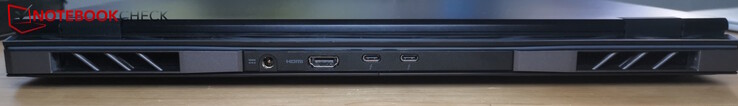 Achterkant: voeding, HDMI, 2x Thunderbolt 4