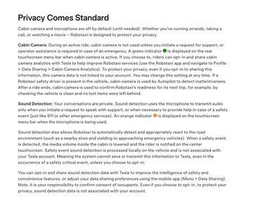 Robotaxi service privacy voorwaarden.