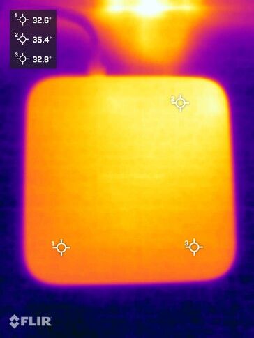 Oppervlaktetemperatuur tijdens de stresstest (bovenaanzicht)