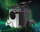 Final Fantasy 7 Rebirth-logo boven Xbox-consoles en -opslag