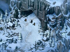 Een afbeelding van een besneeuwd landschap in Thronebreaker: The Witcher Tales.