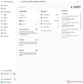 Apparaatgegevens voor een rookmelder
