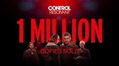 Een banner die aankondigt dat er 1 miljoen exemplaren van Control Resonant zijn verkocht