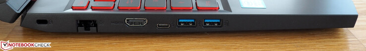 Links: Kensington-lock, RJ45 LAN, HDMI 2.0, USB 3.0 Type-C, 2 x USB 3.0 Type-A