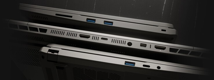 De Tuxedo InfinityBook Max 15 gaming laptop heeft een behoorlijk aantal poorten. (Afbeeldingsbron: Tuxedo)