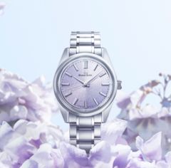 De Grand Seiko SBGW323 heeft een zachte en prachtige paarse wijzerplaat met Mt. Iwate-patroon, geïnspireerd op de kiribloem (Afbeelding bron: Grand Seiko)