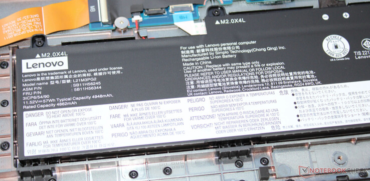 De batterij heeft een capaciteit van 57 Wh.