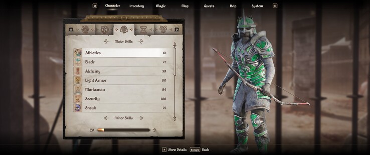 De gebruikersinterface heeft een visuele opknapbeurt gekregen. (Afbeelding bron: The Elder Scrolls IV: Oblivion Remastered)