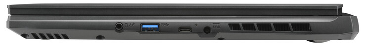 Rechterzijde: Audio-combo, USB 3.2 Gen 1 (USB-A), Thunderbolt 4 (USB-C; Displayport), voedingsaansluiting