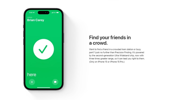 Dankzij Precision Finding op iPhone 15 en iPhone 15 Pro kunt u uw vrienden ook in een menigte terugvinden.