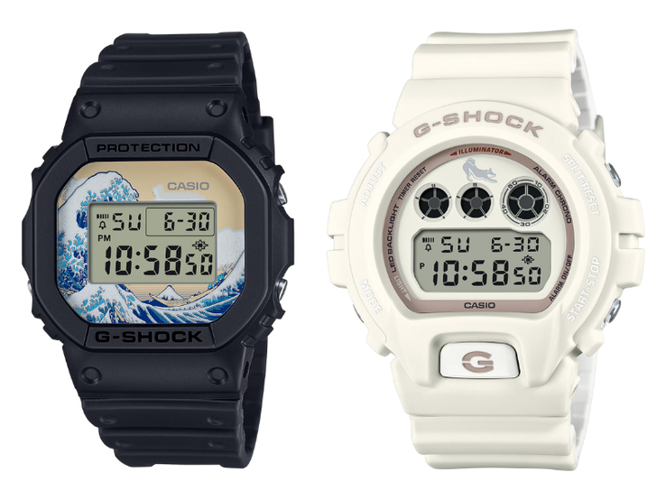 De oudere Casio G-Shock DW-5600KHK24-1 (links) en DW-6900SHB-7 (rechts) horloges. (Afbeeldingsbron: Casio, bewerkt)