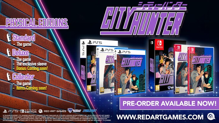 Afbeelding van de verschillende versies van City Hunter. (Afbeeldingsbron: Red Art Games)
