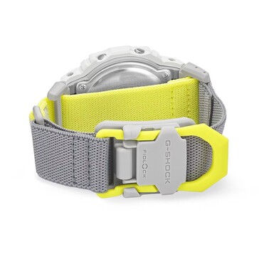 De grijs-neon band van DW-5600MNC-7A8 met een magnetische gesp.