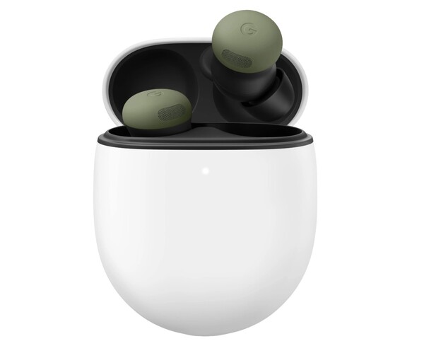 De nieuwe olijfkleur van de Pixel Buds Pro 2 komt nauw overeen met enkele kleuren van de nieuwe Pixel 11-serie.