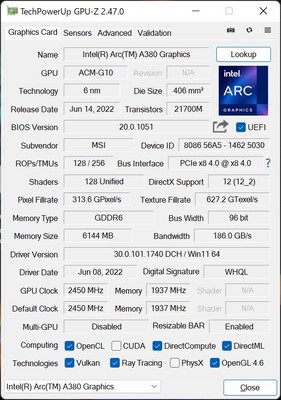 GPU-Z specificaties (Image Source: ITmedia)