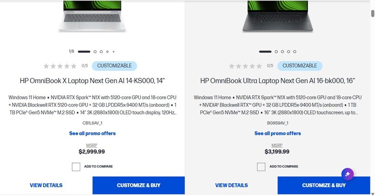 Prijzen van 18-core Nvidia RTX Spark HP-laptops