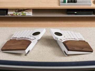 MoErgo Go60 gesplitst draadloos mechanisch toetsenbord met polssteunen. (Afbeelding bron: MoErgo)