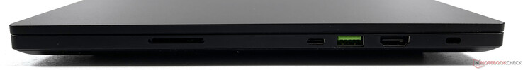 Rechts: SD-kaartlezer, Thunderbolt, USB-A 3.2 Gen. 2, HDMI 2.1, slotpoort