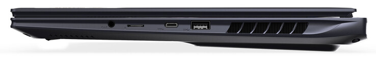 Rechterkant: audiocombo, geheugenkaartlezer (MicroSD), USB 3.2 Gen 2 (USB-C; DisplayPort), USB 3.2 Gen 2 (USB-A)