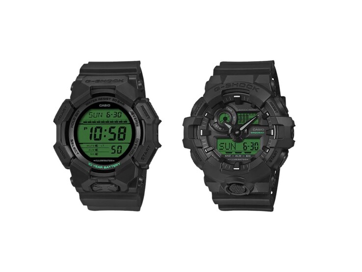 Van links naar rechts: de Casio G-Shock GD-010BEG-1 en GA-700BEG-1A horloges