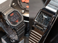 De Casio G-Shock x Stranger Things DW-5600 collab (links) en AQ-800 collab (rechts), afgebeeld. (Afbeeldingsbron: @geesgshock op Instagram)