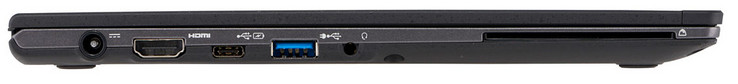 Linkerkant: stroomaansluiting, HDMI, 2x USB 3.1 Gen1 (1x USB Type-C, 1x USB Type-A), audiopoort, Smart Card lezer