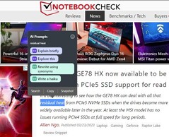 AI-aanwijzingen in Opera Browser (Bron: Eigen)