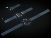 Vergelijking van de afmetingen van SpaceX-satellieten van de 3e generatie en de 2e generatie