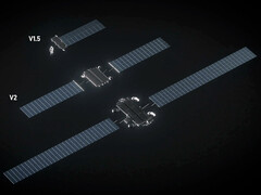 Vergelijking van de afmetingen van SpaceX-satellieten van de 3e generatie en de 2e generatie