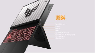 ASUS TUF Gaming A16 poorten. (Bron: ASUS)