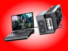 De Win Max 3 is aangesloten op de G2 eGPU-dockingoplossing van GPD.