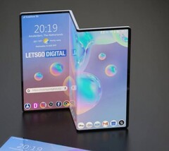 Vroege renders van hoe de Galaxy Z Tab eruit zou kunnen zien. (Bron: LetsGoDigital)