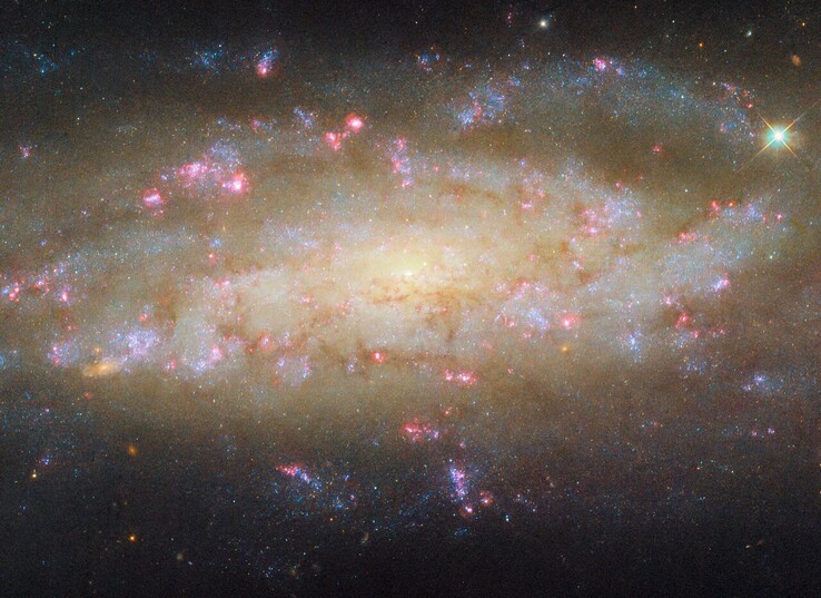 Een afbeelding van het spiraalstelsel NGC 7456, vastgelegd door Hubble (Afbeeldingsbron: ESA/Hubble, NASA en D. Thilker)
