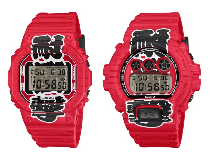De Casio G-Shock DW-5600AKA-4 (links) en DW-6900AKA-4 (rechts) horloges