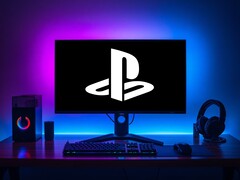 PlayStation-logo weergegeven op de monitor van een gaming-pc