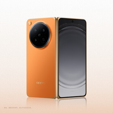 De Oppo Find N6 in Golden Orange kleurstelling.