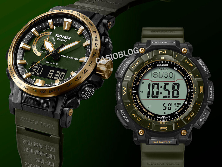De Casio Pro Trek PRW-61ANS-3 (links) en PRG-340ANS-3 (rechts) horloges. (Afbeeldingsbron: Casioblog)