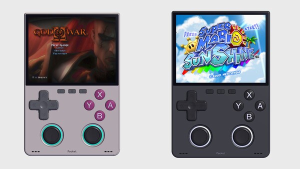 Een herzien ontwerp van de MagicX Pocket Dream laat zien dat de thumbsticks zich nu aan de onderkant bevinden.