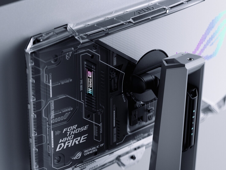 De ROG Swift OLED PG27AQWP-W heeft een opvallend ontwerp. (Afbeeldingsbron: Asus)