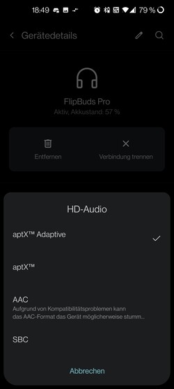 Codec-selectie van de Xiaomi FlipBuds Pro