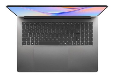 Asus Vivobook S16 van bovenaf weergegeven met het toetsenbord en touchpad