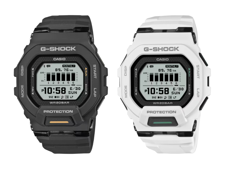 De Casio G-Shock GBD-200-1A1 (links) en GBD-200-7 (rechts) horloges. (Afbeeldingsbron: Casio)