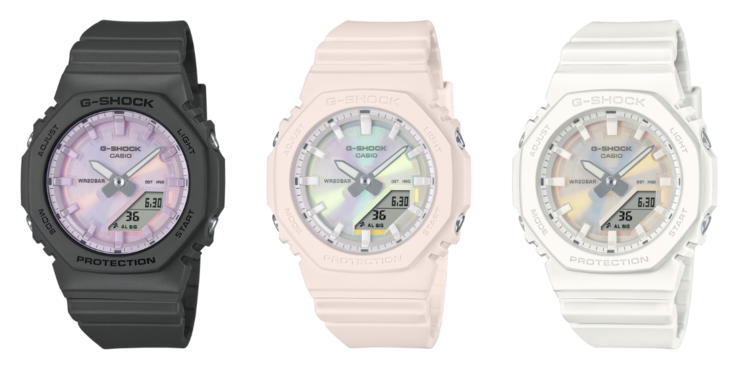 Van links naar rechts: de GMAP2100PC1A, GMAP2100PC4A en GMAP2100PC7A. (Afbeeldingsbron: Casio)