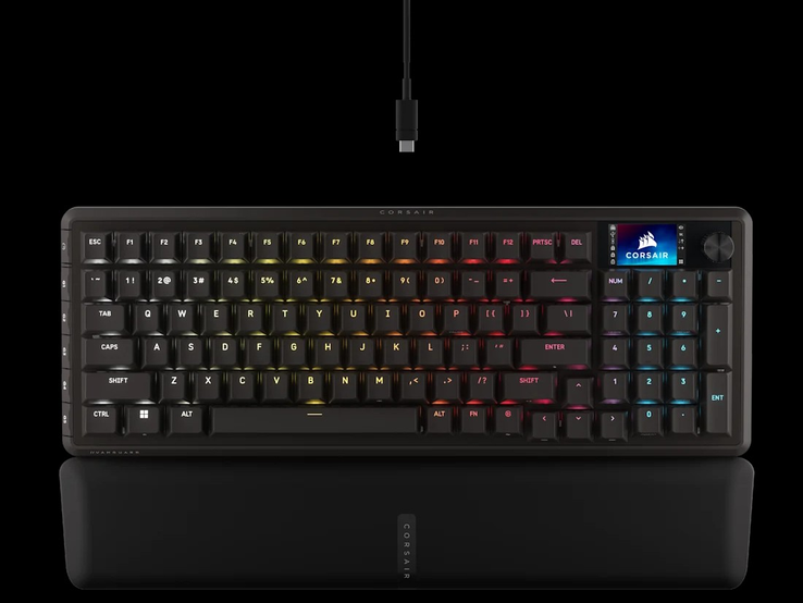 De Corsair Vanguard 96 Pro wordt aangesloten via een enkele USB 3.1- of 3.0 type A-kabel. (Afbeeldingsbron: Corsair)