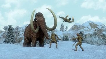 Een afbeelding van een mammoet in *Dawn of Man*.