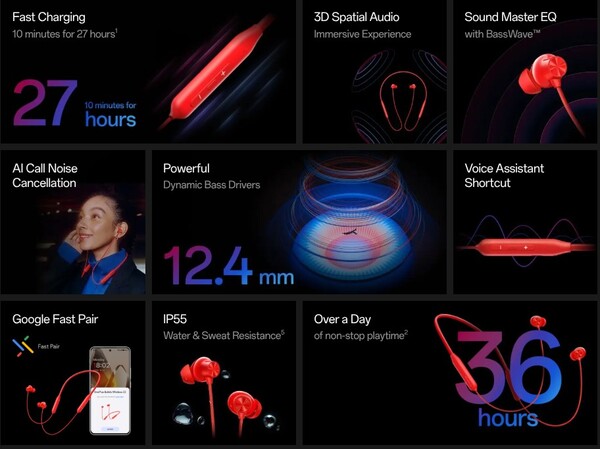 De OnePlus Bullets Wireless Z3 heeft ruimtelijke audio en vier audiopresets. (Afbeeldingsbron: OnePlus)